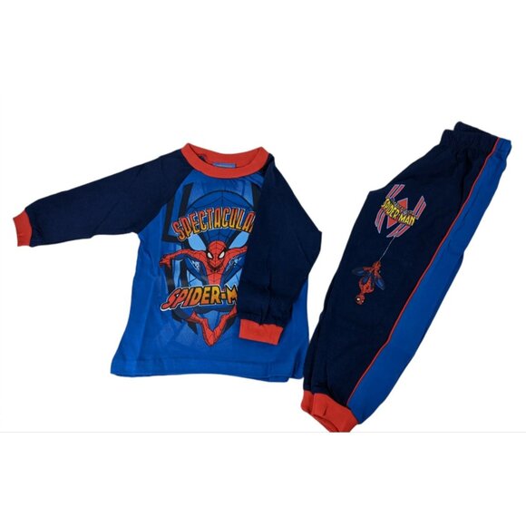 Spider-Man Pajama Set Boys 2T Blue Cotton Long Sleeve 2-Piece Marvel NWT - Picture 4 of 11